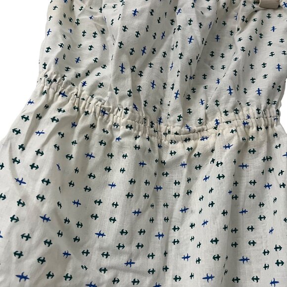 Urban Renewal Ivory Blue Pattern Strapless Upcycled Vintage Cotton Dress Small - Picture 4 of 4